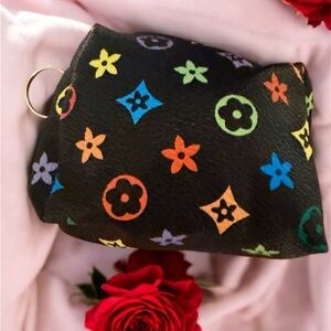 Multicolor Patterned charm bag coin bag key chain